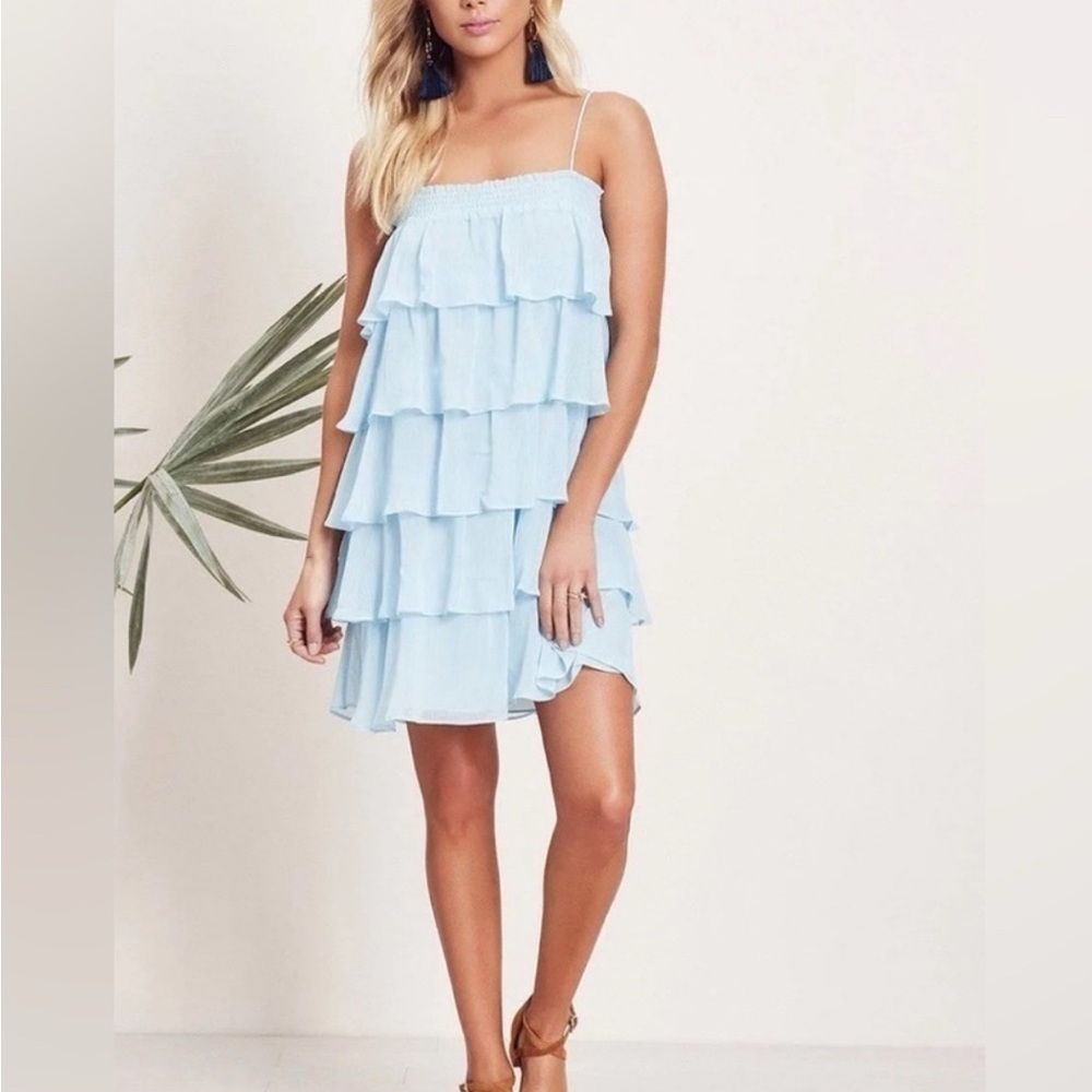 Lovers + Friends Sky Blue Smocked Dress